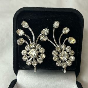 1950’s Vintage Crystal Earrings Spray Burst